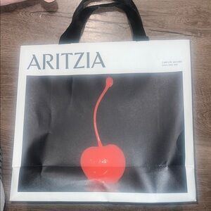 Aritzia Black and Red Cherry Graphic Tote
